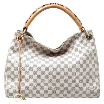 Pre-owned Louis Vuitton Damier Azur Canvas Artsy Mm Bag In White