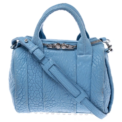 Pre-owned Alexander Wang Sky Blue Textured Leather Rocco Duffel Bag