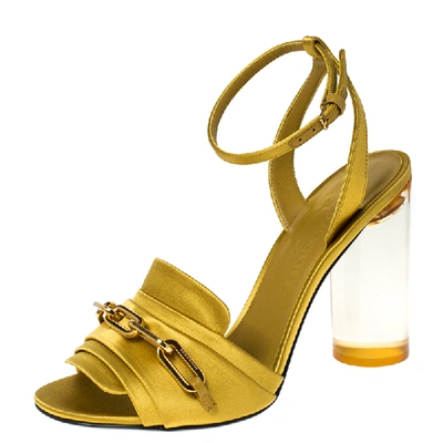 Pre-owned Burberry Antique Yellow Satin Coleford 105 Sandals Size 39.5