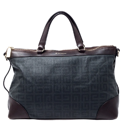 Pre-owned Givenchy Grey/brown Coated Canvas And Leather Satchel