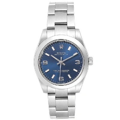Pre-owned Rolex Blue Stainless Steel Oyster Perpetual Datejust 177200 Women's Wristwatch 31 Mm