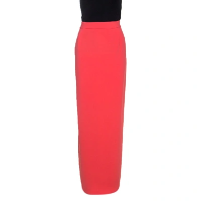 Pre-owned Boutique Moschino Coral Pink Crepe Slit Detail Maxi Skirt L