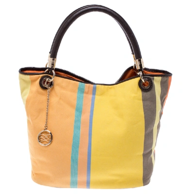 Pre-owned Lancel Multicolor Stripe Canvas French Flair Tote