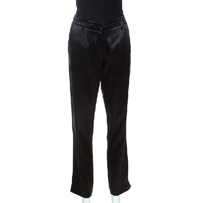 Pre-owned Prada Black Silk Blend Tapered Trousers S