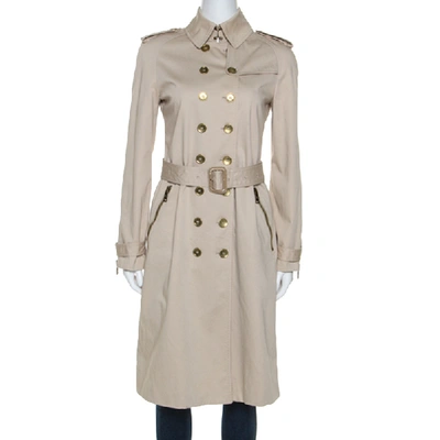 Pre-owned Burberry Beige Gabardine Double Breasted Trench Coat S