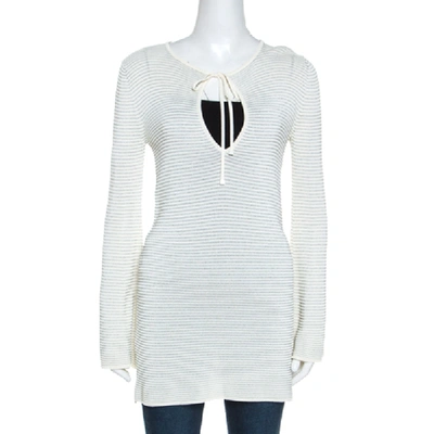 Pre-owned Gucci Cream Lurex Knit Tunic Top S