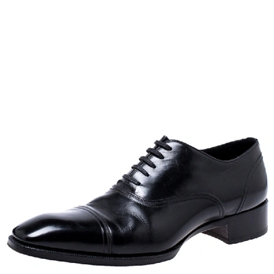 Pre-owned Tom Ford Black Leather Lace Up Oxfords Size 45