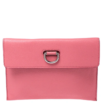 Pre-owned Burberry Pink Leather Patton Clutch