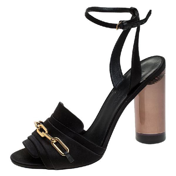 black and gold block heel shoes