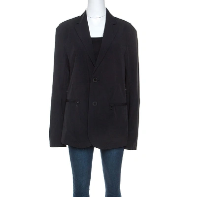 Pre-owned Emporio Armani Black Stretch Nylon Blazer L