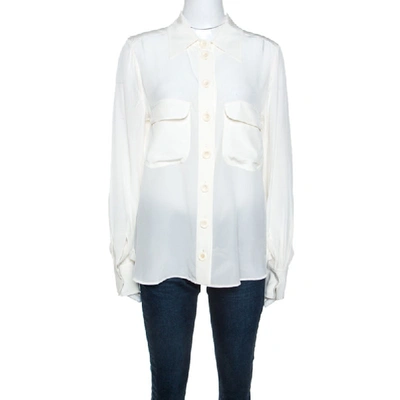 Pre-owned Chloé Off White Silk Button Front Shirt L