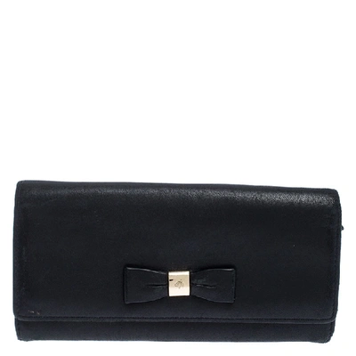 Pre-owned Mulberry Black Leather Bow Continental Wallet