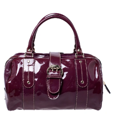 Pre-owned Gucci Burgundy Patent Leather Vanity Bowler Bag
