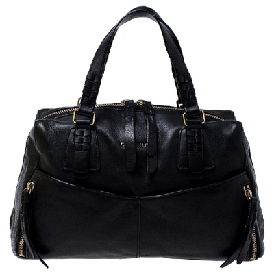 Pre-owned Cole Haan Black Leather Front Pocket Satchel