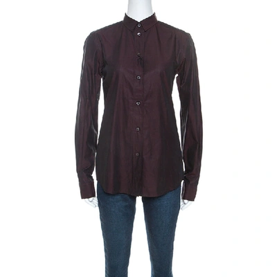 Pre-owned Dolce & Gabbana Plum Cotton Two Toned Button Front Shirt S In Purple