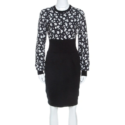 Pre-owned Dolce & Gabbana Black Cashmere Belluci Daisy Print Knit Dress M