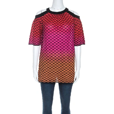 Pre-owned M Missoni Multicolor Textured Knit Cold Shoulder Top S