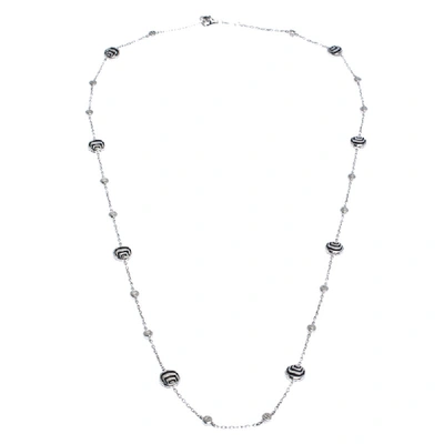 Pre-owned Damiani Ssima Onyx Diamond Silver Long Station Necklace
