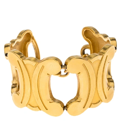 Pre-owned Celine Gold Tone Blazon Charm Toggle Bracelet