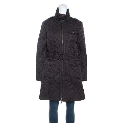 Pre-owned Burberry Black Diamond Quilted Coat M
