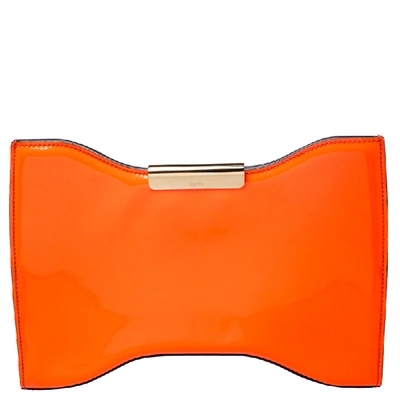 Pre-owned Alexander Mcqueen Neon Orange Patent Leather Clutch