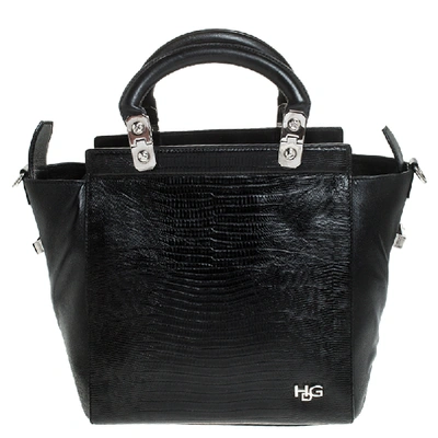 Pre-owned Givenchy Black Croc Embossed Leather Satchel