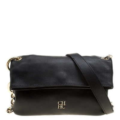 Pre-owned Carolina Herrera Black Leather Chain Shoulder Bag