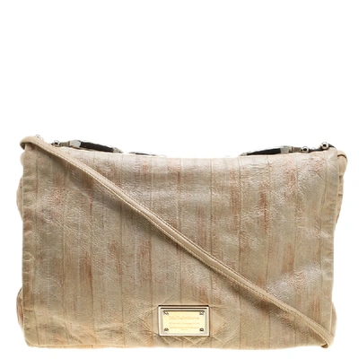 Pre-owned Dolce & Gabbana Beige Leather Miss Deco Shoulder Bag