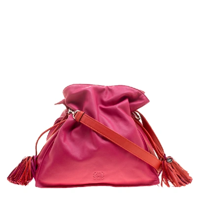 Pre-owned Loewe Pink/coral Leather Flamenco Shoulder Bag