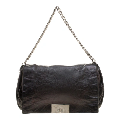 Pre-owned Celine Metallic Black Leather Shoulder Bag