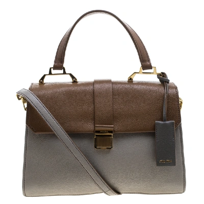 Pre-owned Miu Miu Grey/brown Madras Leather Shoulder Bag