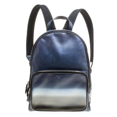 Pre-owned Berluti Gradient Blue/white Polished Leather Time Off Dégradé Backpack