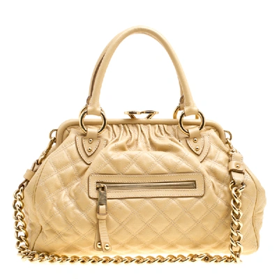 Pre-owned Marc Jacobs Cream Quilted Leather Stam Shoulder Bag
