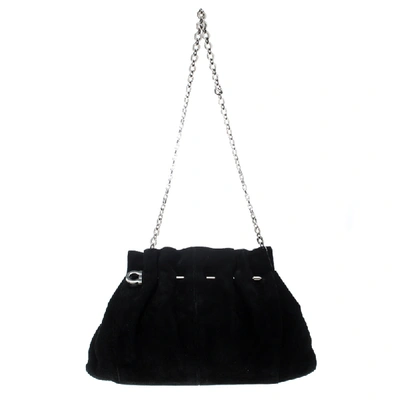 Pre-owned Ferragamo Black Suede Chain Shoulder Bag
