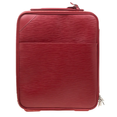 Pre-owned Louis Vuitton Red Epi Leather Pegase 45 Business Luggage