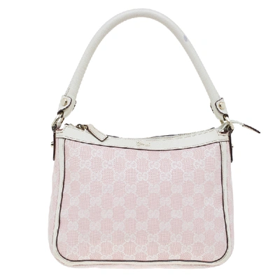 Pre-owned Gucci Pink/white Gg Canvas Shoulder Bag