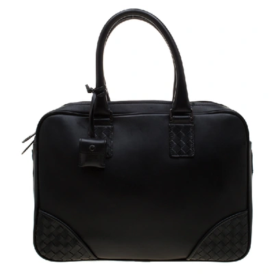 Pre-owned Bottega Veneta Black Intrecciato Leather Briefcase
