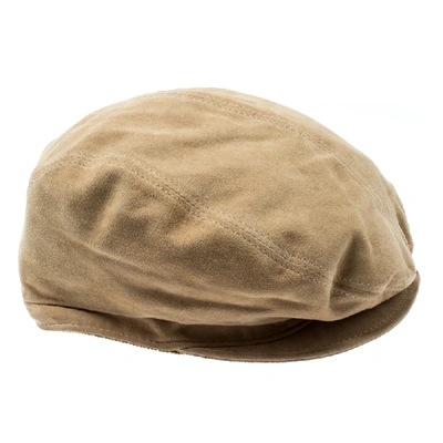 Pre-owned Gucci Beige Suede Large Beret Hat Size M
