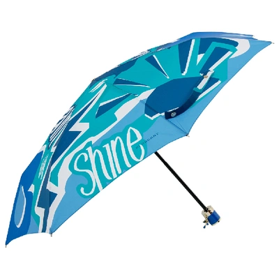 Pre-owned Burberry Blue Nylon Rain Or Shine Print Umbrella