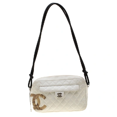 Pre-owned Chanel White Quilted Leather Ligne Cambon Camera Shoulder Bag