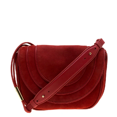 Pre-owned Diane Von Furstenberg Red Nubuck Leather Bullseye Crossbody Bag