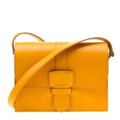 Pre-owned Ferragamo Mustard Leather Altea Box Crossbody Bag In Yellow