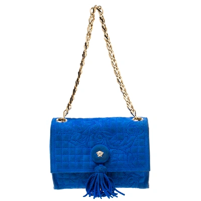 Pre-owned Versace Blue Suede Vanitas Crossbody Bag