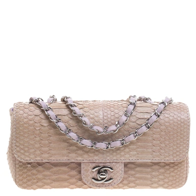 Pre-owned Chanel Lilac Python Small Classic Single Flap Bag In