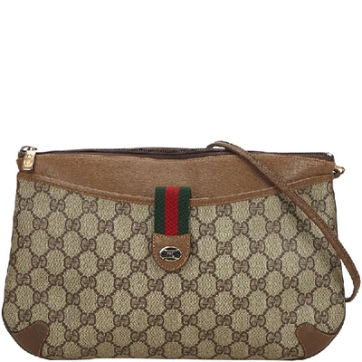 Pre-owned Gucci Brown/beige Gg Supreme Web Canvas Crossbody Bag