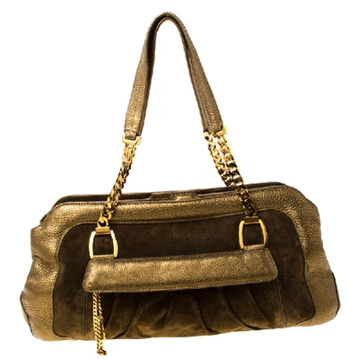Pre-owned Cartier Gold Suede And Leather La Dona Shoulder Bag