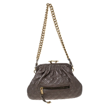 Pre-owned Marc Jacobs Taupe Quilted Leather Little Stam Shoulder Bag In Grey