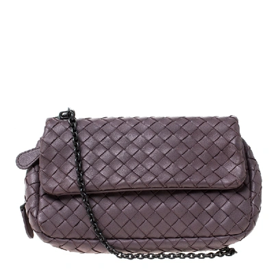 Pre-owned Bottega Veneta Light Purple Intrecciato Small Chain Crossbody Bag