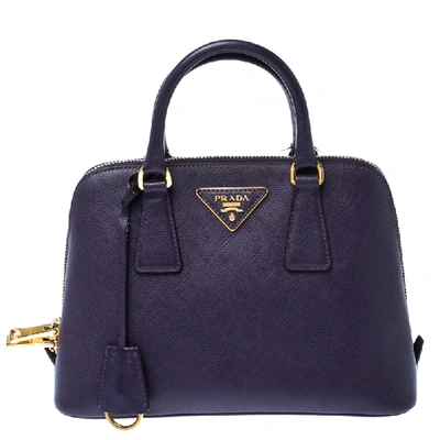 Pre-owned Prada Purple Saffiano Lux Leather Small Promenade Crossbody Bag