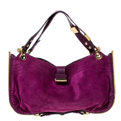 Pre-owned Jimmy Choo Purple Suede And Leather Alex Shoulder Bag